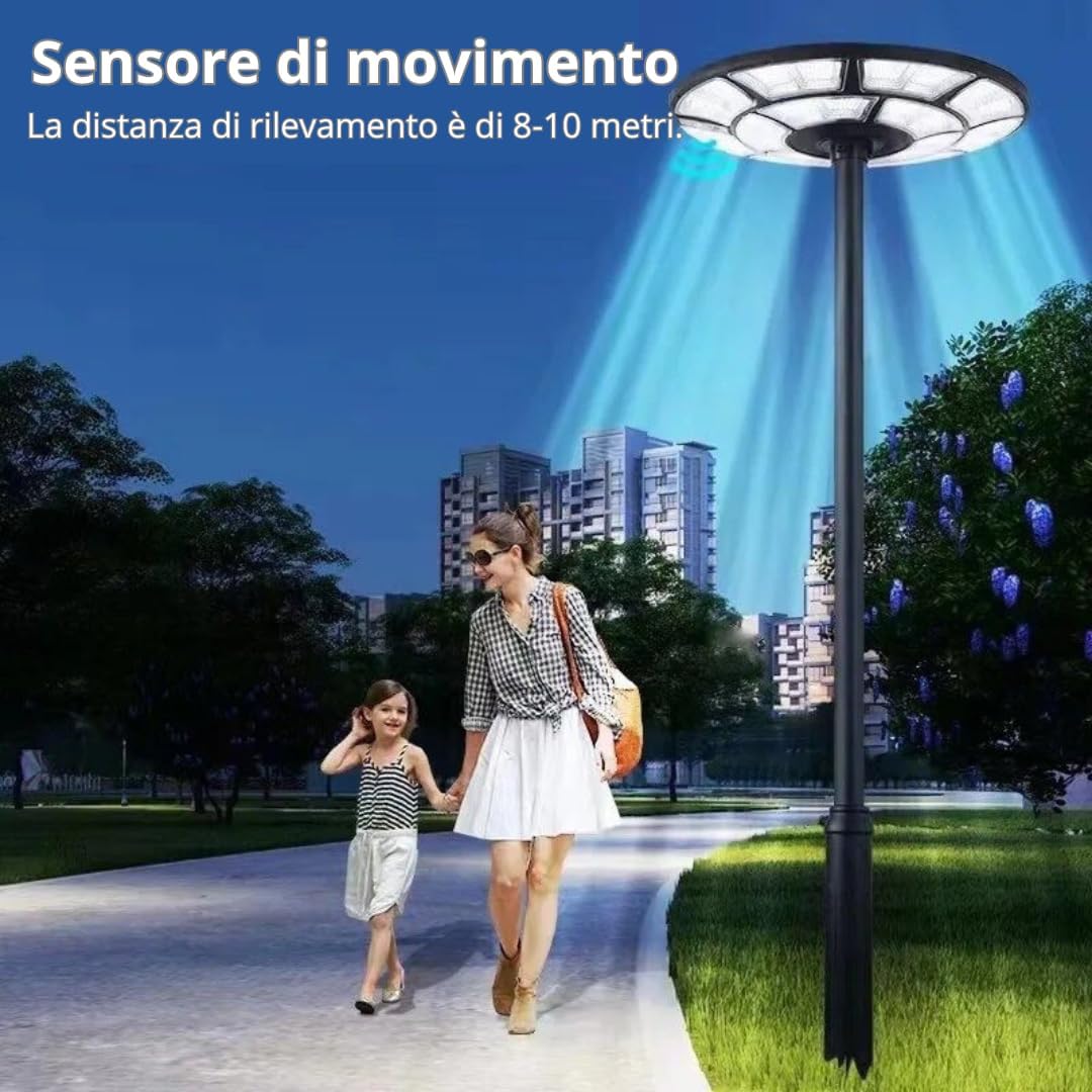 Lampione Solare Led Esterno, Lampione da Giardino 1200 Watt