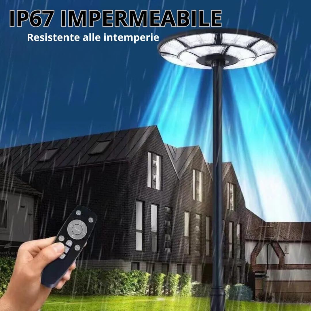 Lampione Solare Led Esterno, Lampione da Giardino 1200 Watt