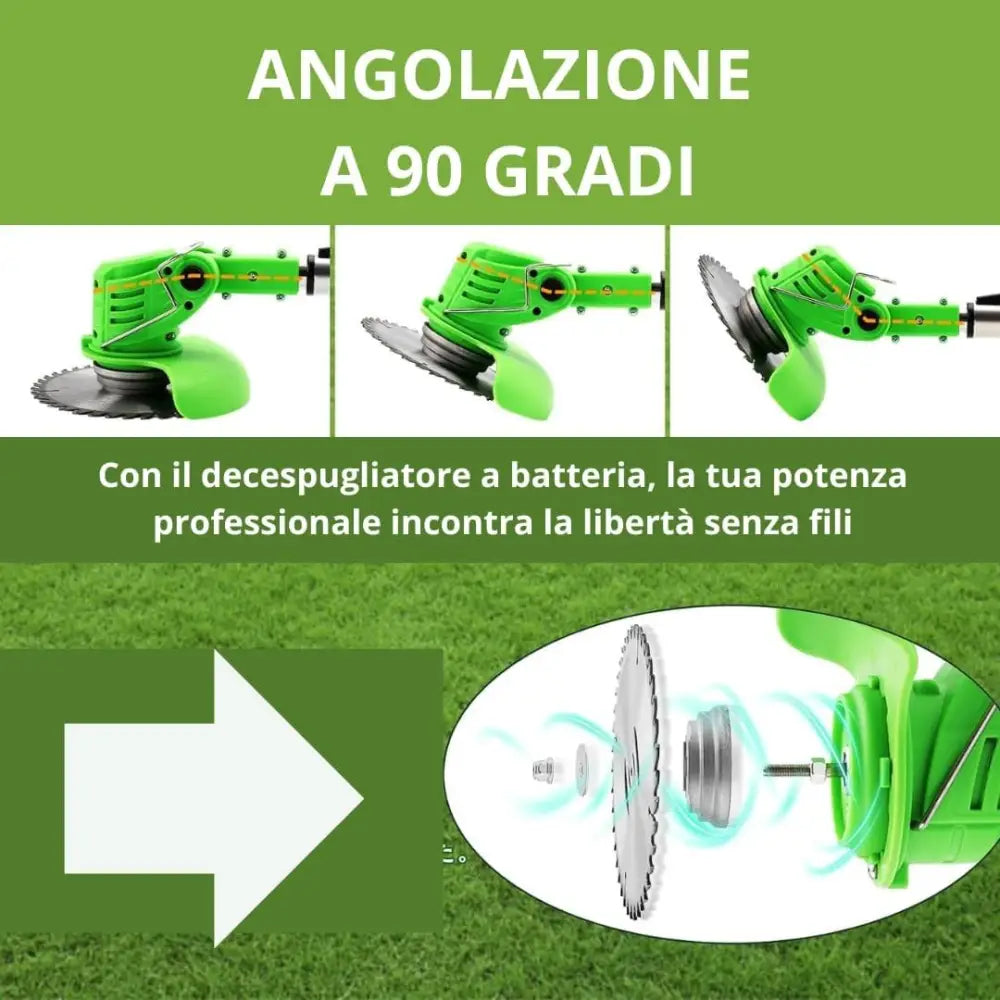 Decespugliatore a Batteria, Tagliabordi Elettrico 24V con 2 Batterie e Lame Metalliche