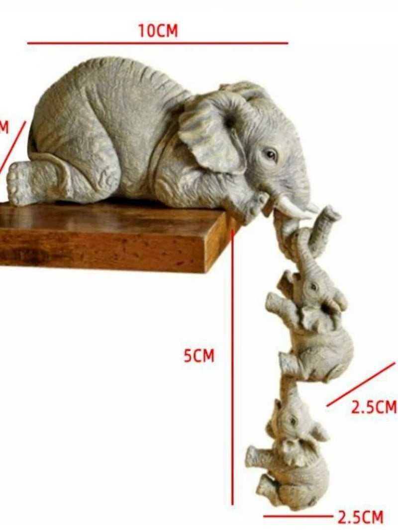 3Pcs/Set Cute Elephant Figurines Elephant Holding Baby Elephant Resin Crafts Home Furnishing Gift