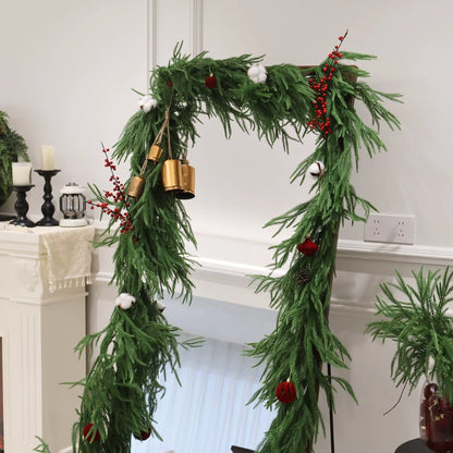 180Cm Christmas Garlands Norfolk Pine Garland Artificial Plants Faux Greenery Vine for Home Table Xmas Party Festival Decoration