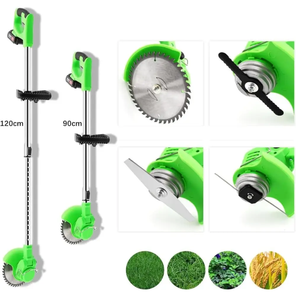 Decespugliatore a Batteria, Tagliabordi Elettrico 24V con 2 Batterie e Lame Metalliche