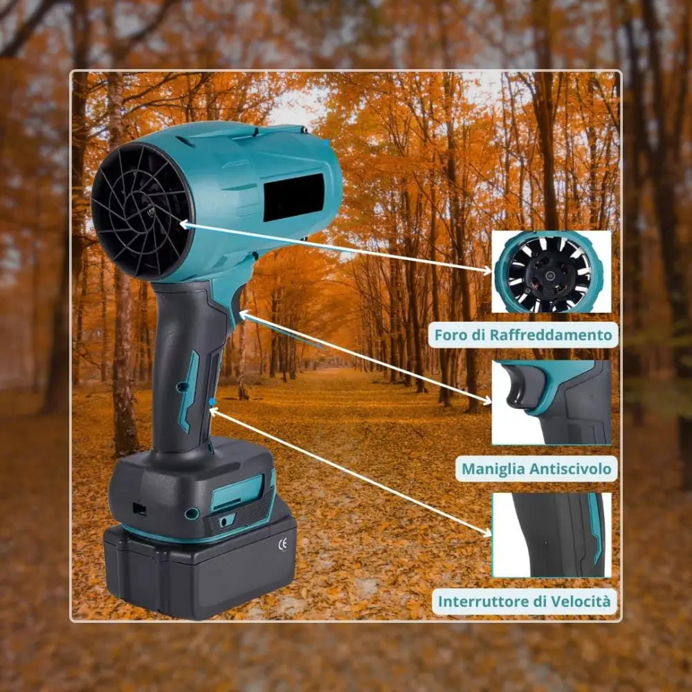 Soffiatore a Batteria con Turbocompressore – Alta Potenza e Autonomia 48V;