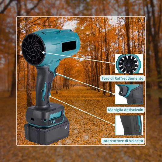 Soffiatore a Batteria con Turbocompressore – Alta Potenza e Autonomia 48V;